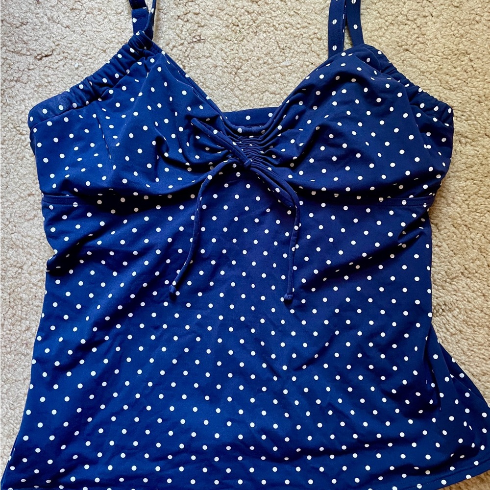Lands' End Blue Tie Front Tankini Top